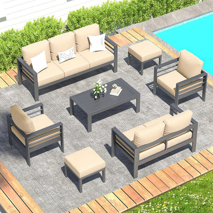 Ensemble de meubles de patio en aluminium AECOJOY 7 pièces Ensemble de conversation d'extérieur