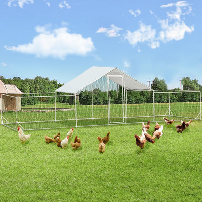 AECOJOY Grand poulailler en métal avec cage à poulets en métal