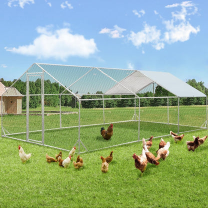 AECOJOY Grand poulailler en métal avec cage à poulets en métal
