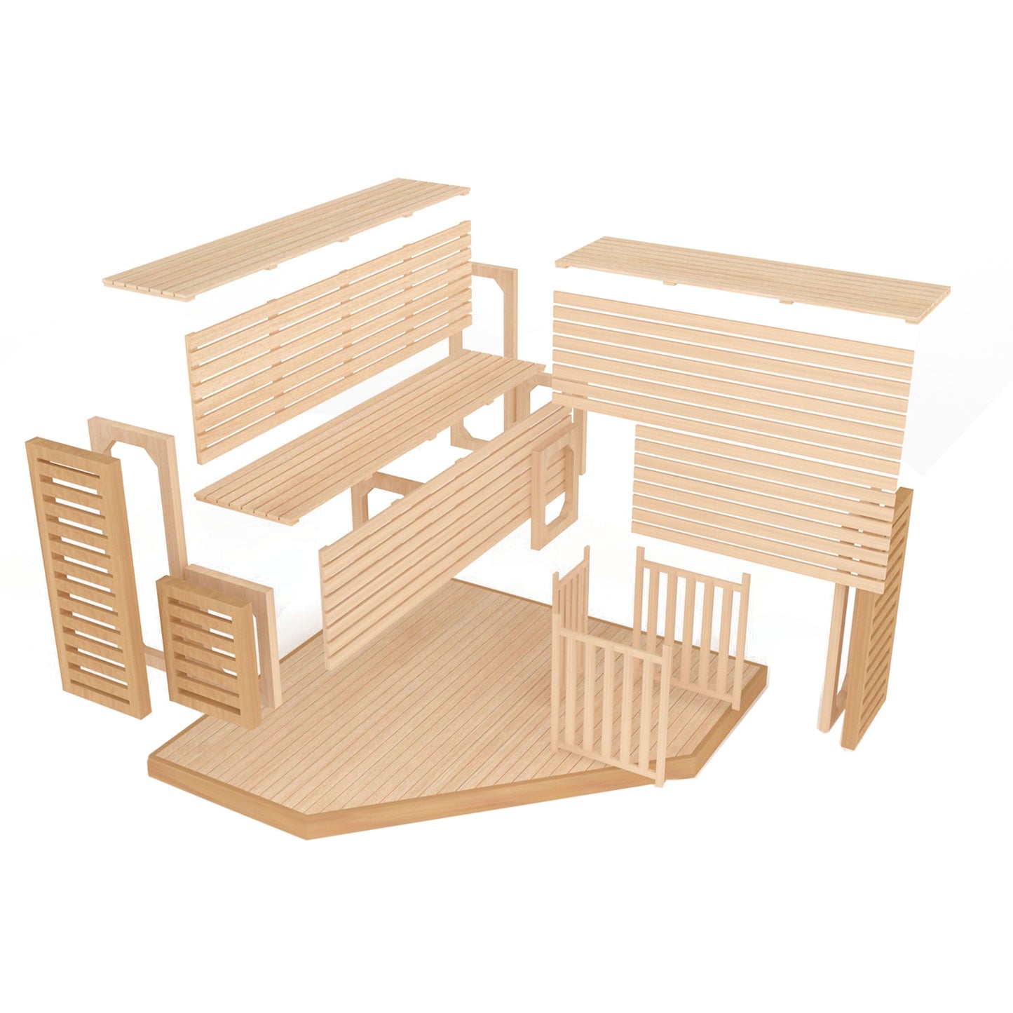 Sauna d'intérieur sec et humide en bois ALEKO pour 5 à 6 personnes avec chauffage électrique - 75 x 75 x 83 pouces