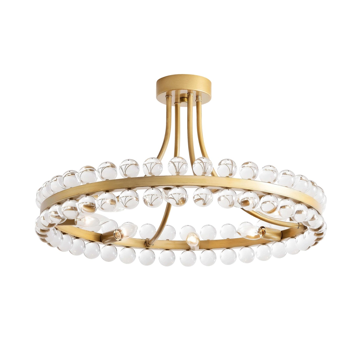 Plafonnier semi-encastré en cristal Elvira à 8 lumières, forme de roue de chariot