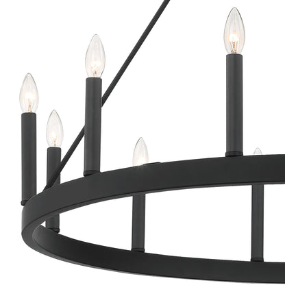 Lustre Acroma Farmhouse à 12 lumières, 40 po, en forme de roue de chariot, certifié UL - 40 po P x 138 po H