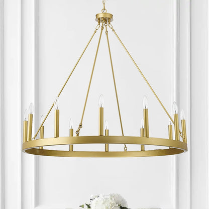 Lustre Acroma Farmhouse à 12 lumières, 40 po, en forme de roue de chariot, certifié UL - 40 po P x 138 po H