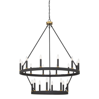 Lustre rond en forme de roue de chariot de style ferme moderne Acroma à 20 lumières de 40 po avec UL
