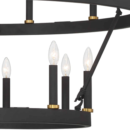 Lustre rond en forme de roue de chariot de style ferme moderne Acroma à 20 lumières de 40 po avec UL