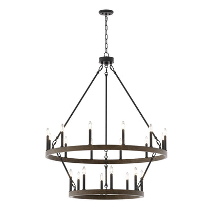Lustre rond en forme de roue de chariot de style ferme moderne Acroma à 20 lumières de 40 po avec UL