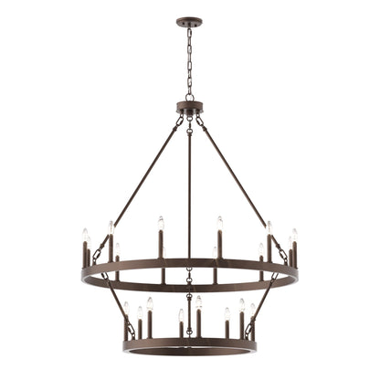 Lustre rond en forme de roue de chariot de style ferme moderne Acroma à 20 lumières de 40 po avec UL