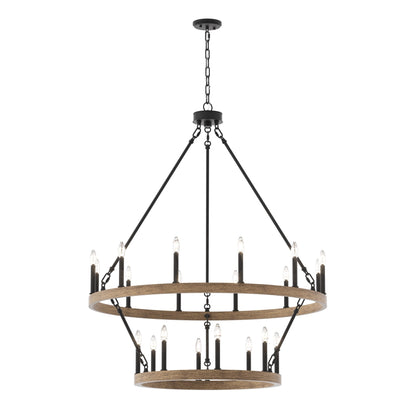 Lustre rond en forme de roue de chariot de style ferme moderne Acroma à 20 lumières de 40 po avec UL