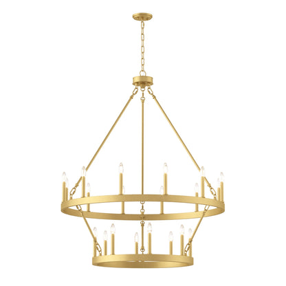 Lustre rond en forme de roue de chariot de style ferme moderne Acroma à 20 lumières de 40 po avec UL
