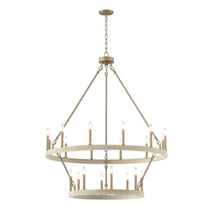 Lustre rond en forme de roue de chariot de style ferme moderne Acroma à 20 lumières de 40 po avec UL