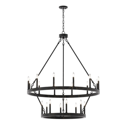 Lustre rond en forme de roue de chariot de style ferme moderne Acroma à 20 lumières de 40 po avec UL