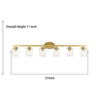 Applique de salle de bain moderne à 6 LED à intensité variable de style milieu du siècle avec verre artistique - 51 pouces