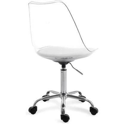 Chaise de bureau pivotante en acrylique à hauteur réglable sans accoudoirs