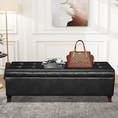 Banc ottoman de rangement en cuir reconstitué Adeco 50