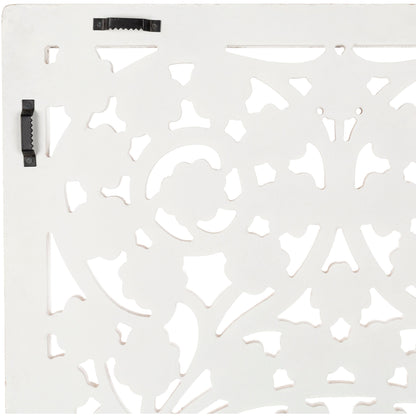 Panneau mural Allen blanc lavé sculpté à la main 48 x 28 pouces avec incrustation de miroir