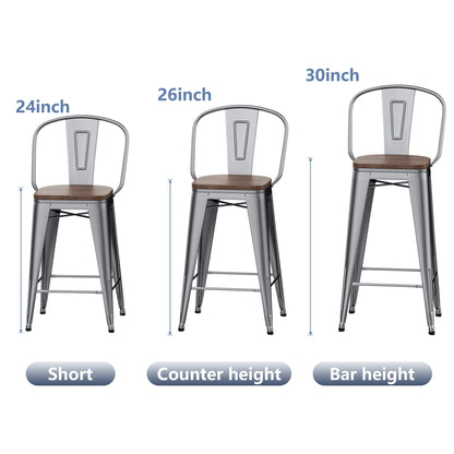 Tabourets de bar de ferme Andeworld, ensemble de 4 tabourets de bar à hauteur de comptoir - Ensemble de 4