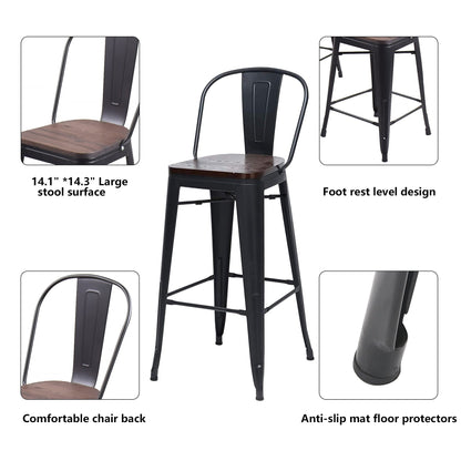 Tabourets de bar de ferme Andeworld, ensemble de 4 tabourets de bar à hauteur de comptoir - Ensemble de 4