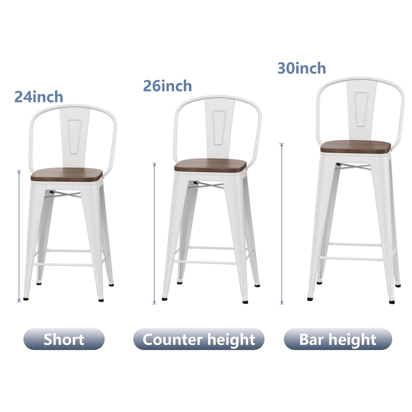 Tabourets de bar de ferme Andeworld, ensemble de 4 tabourets de bar à hauteur de comptoir - Ensemble de 4