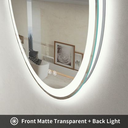 Miroir de courtoisie rond sans cadre, antibuée, éclairé par LED et à intensité variable