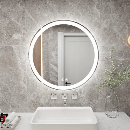 Miroir de courtoisie rond sans cadre, antibuée, éclairé par LED et à intensité variable