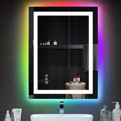 Miroir de salle de bain antibuée rétroéclairé RVB et à éclairage frontal LED