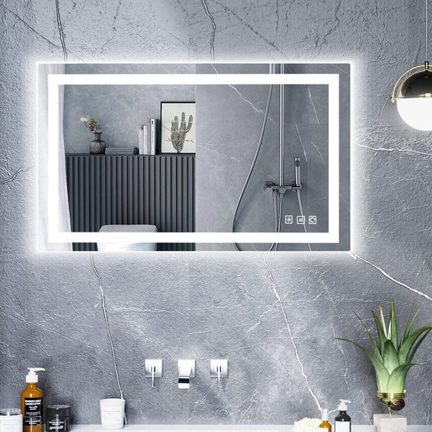Miroir de salle de bain antibuée rétroéclairé RVB et à éclairage frontal LED