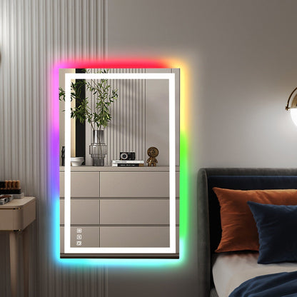Miroir de salle de bain antibuée rétroéclairé RVB et à éclairage frontal LED