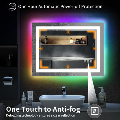 Miroir de salle de bain antibuée rétroéclairé RVB et à éclairage frontal LED