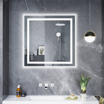 Miroir de salle de bain antibuée rétroéclairé RVB et à éclairage frontal LED