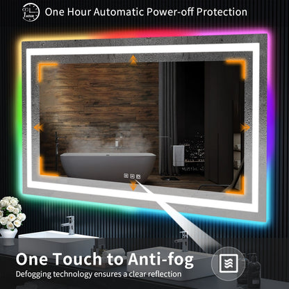Miroir de salle de bain antibuée rétroéclairé RVB et à éclairage frontal LED