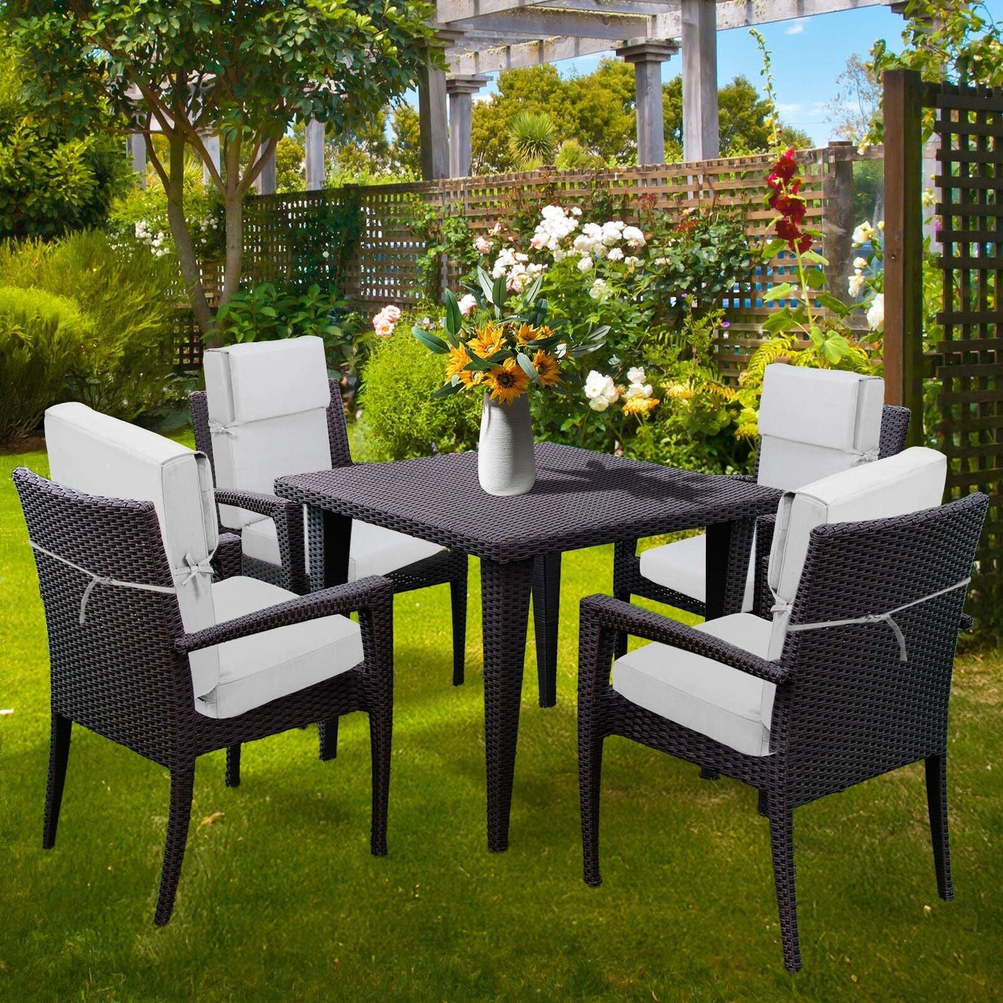 Lot de 4 coussins de chaise à dossier haut Aoodor Patio, 46 ​​x 21 x 4 pouces (coussins uniquement)