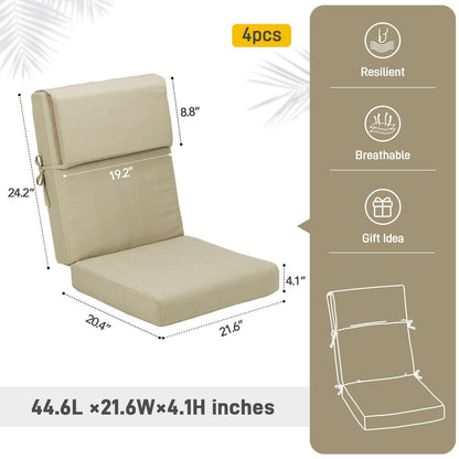 Lot de 4 coussins de chaise à dossier haut Aoodor Patio, 46 ​​x 21 x 4 pouces (coussins uniquement)