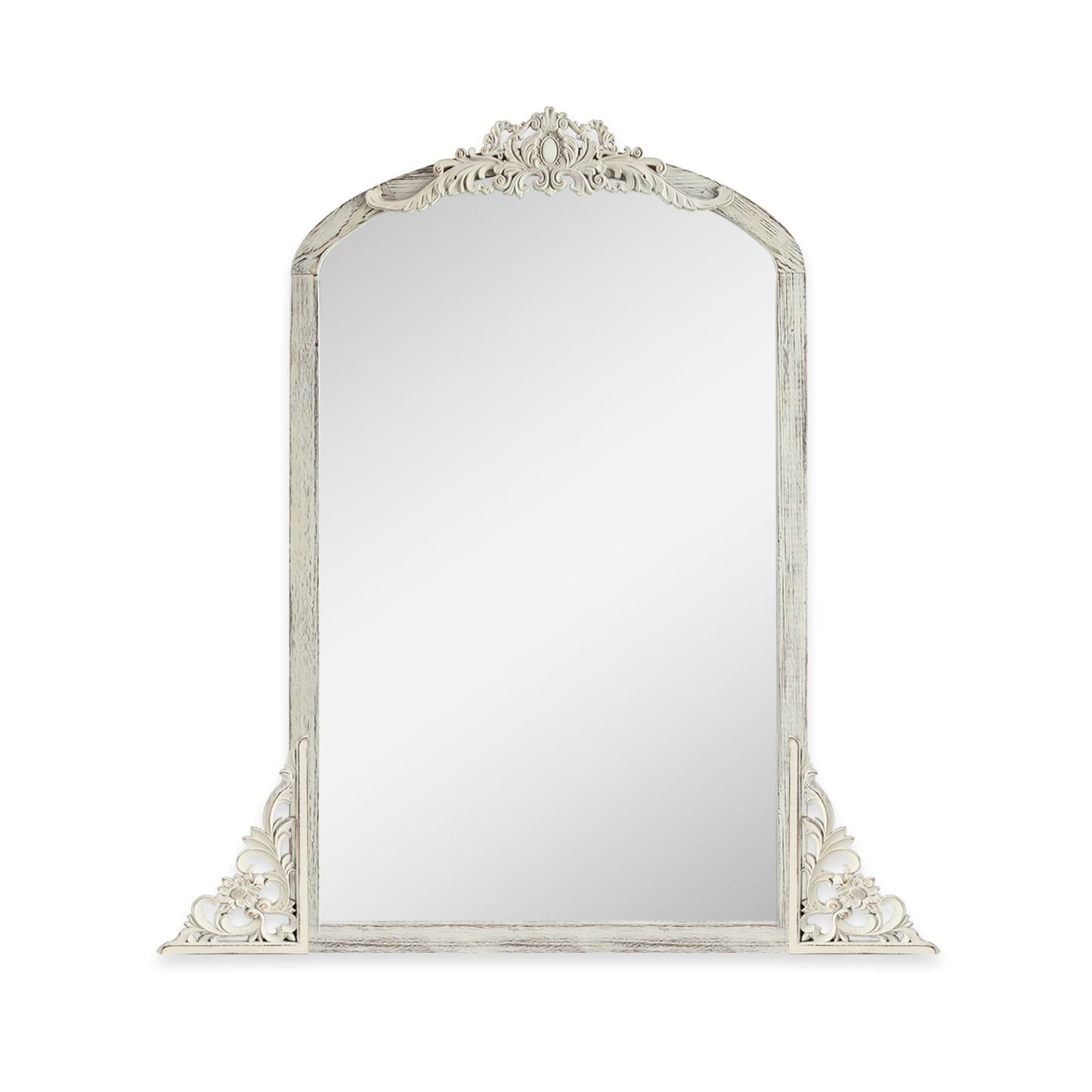 Miroir de sol sculpté en bois massif de forme arquée sur toute la longueur