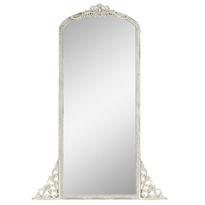 Miroir de sol sculpté en bois massif de forme arquée sur toute la longueur