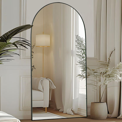 Miroir de sol en bois arqué pleine longueur, miroir mural