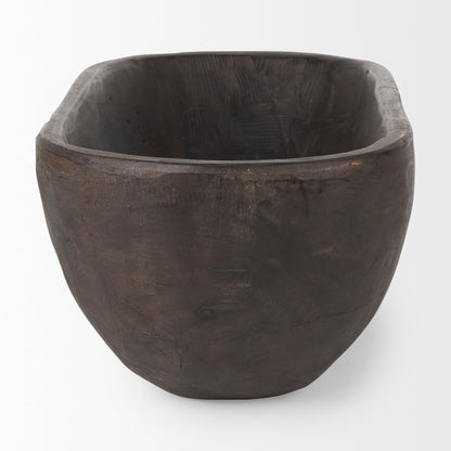Bol oblong extra large Athena en bois récupéré noir-brun - 26,0 L x 10,0 l x 7,0 H