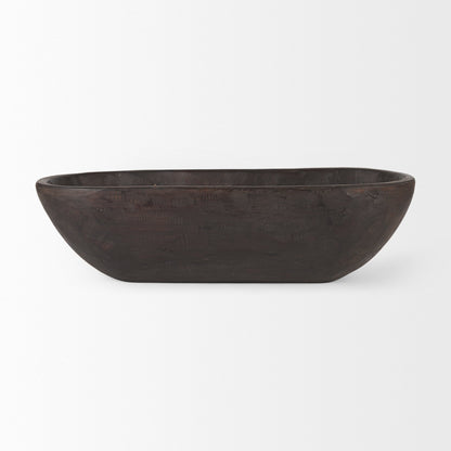 Bol oblong extra large Athena en bois récupéré noir-brun - 26,0 L x 10,0 l x 7,0 H