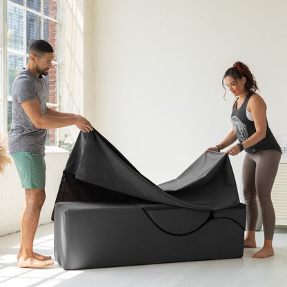Chaise longue convertible Avana Kami / Yoga et massage - Ottomane 2 en 1 avec fauteuil de yoga pliable dissimulé, microvelours - N/A