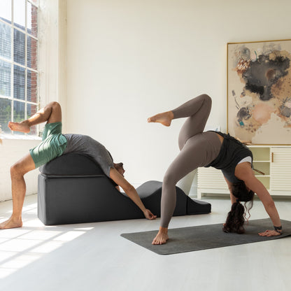 Chaise longue convertible Avana Kami / Yoga et massage - Ottomane 2 en 1 avec fauteuil de yoga pliable dissimulé, microvelours - N/A