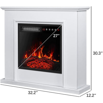 Cheminée électrique Bossin 43 avec manteau, insert de cheminée électrique de 23 pouces, meuble TV autonome avec foyer en bois