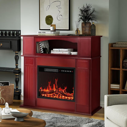 Cheminée électrique Bossin 43 avec manteau, insert de cheminée électrique de 23 pouces, meuble TV autonome avec foyer en bois
