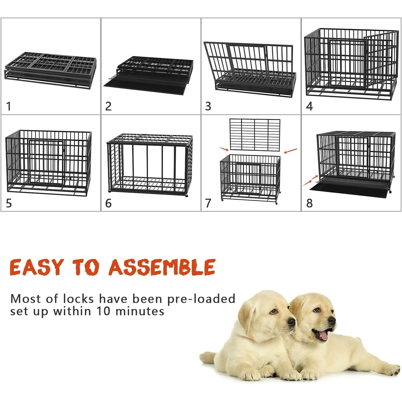 Cage pour chien Bossin 48/38 pouces, robuste et indestructible, cage anti-évasion avec roues verrouillables