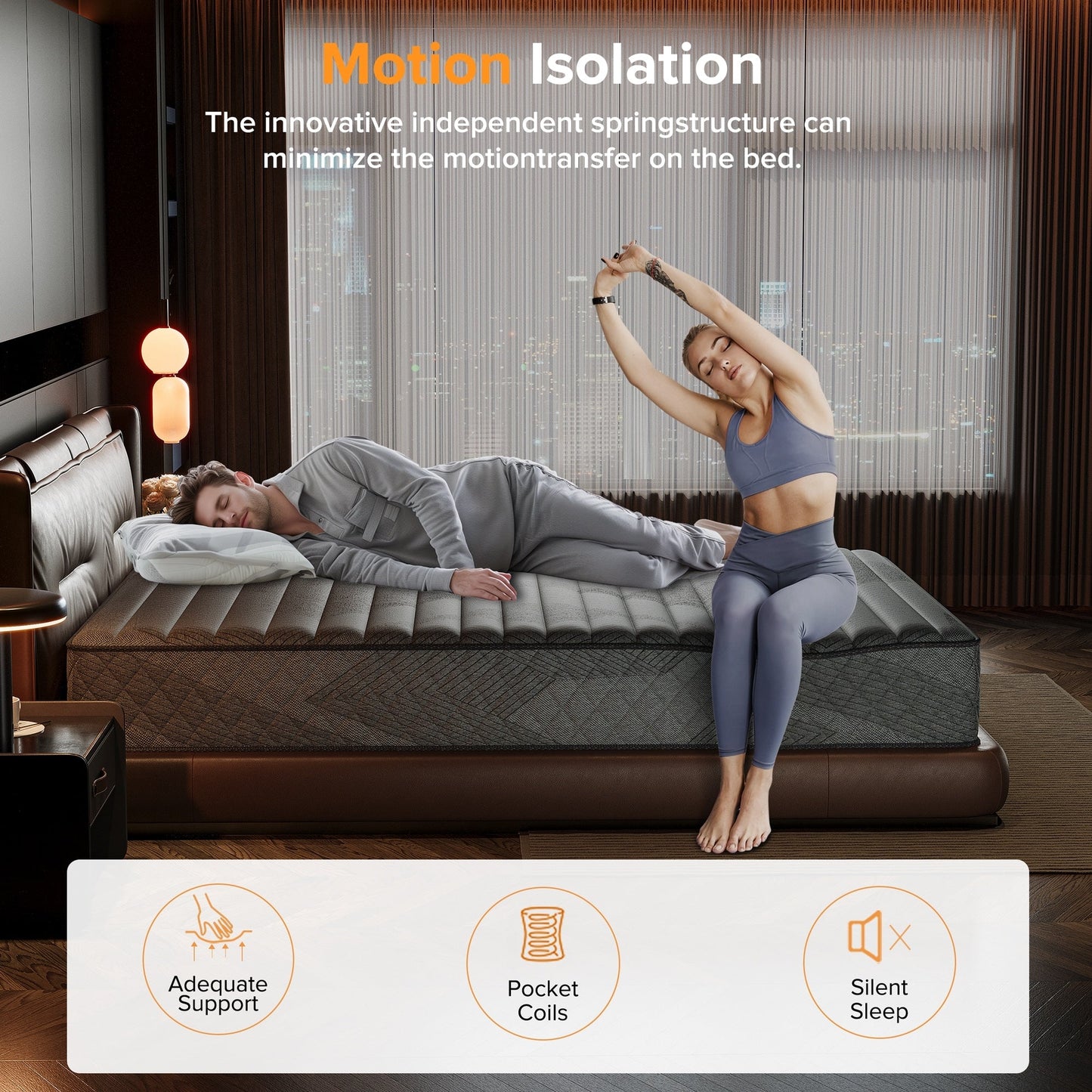 Matelas hybride SweDrea 10 po mi-ferme en mousse à mémoire de forme infusée de gel, rafraîchissant et respirant, certifié CertiPUR-US, SGS et OEKO-TEX