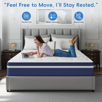 Matelas hybride à ressorts SweDrea de 25 cm, ferme et rafraîchissant, certifié CertiPUR-US, SGS et OEKO-TEX.
