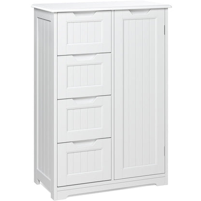 Meuble de rangement de salle de bain, meuble de rangement sur pied indépendant avec 4 tiroirs et étagère réglable