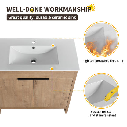 Beingnext Meuble-lavabo 24/30/36 avec porte à fermeture douce et étagère réglable