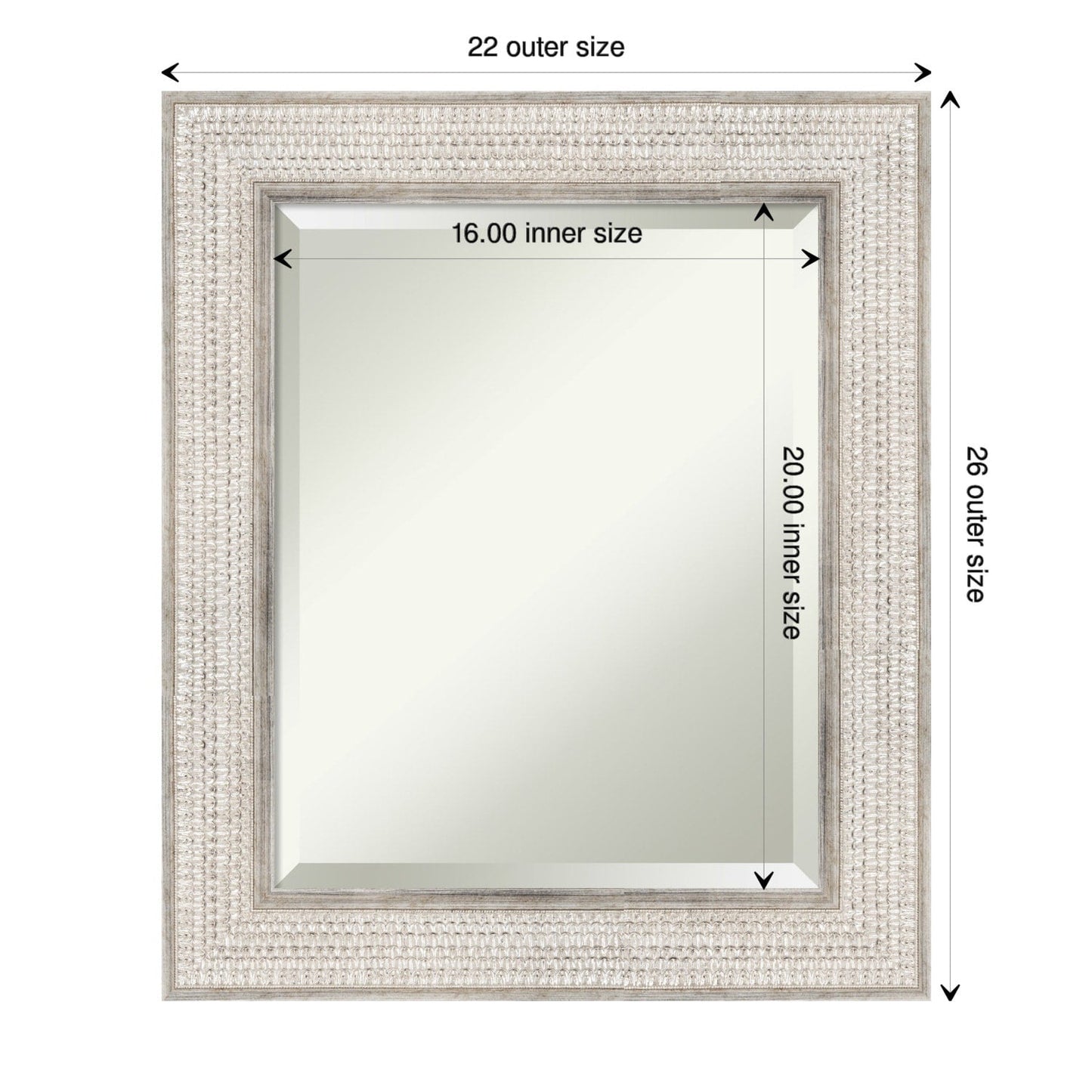 Miroir mural de salle de bain en bois biseauté - Cadre argenté Treillis - Argent Treillis