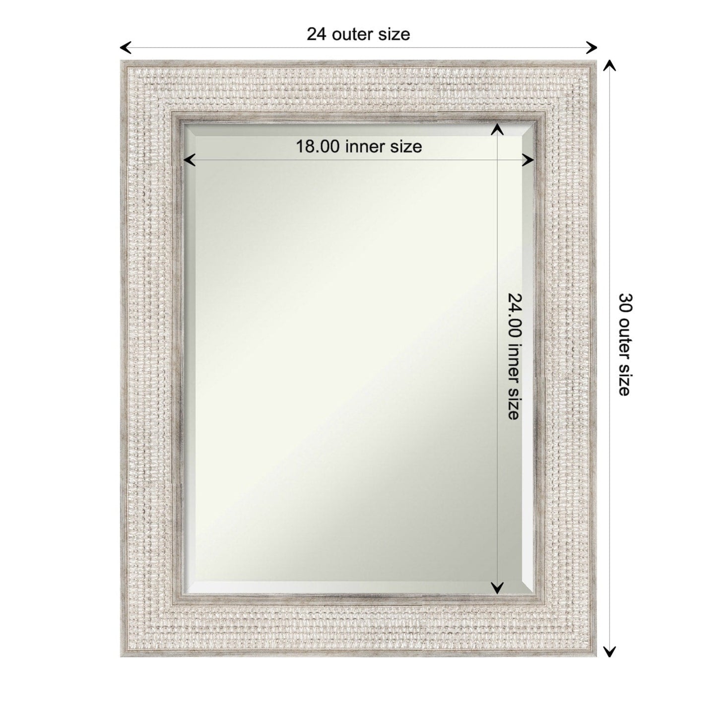 Miroir mural de salle de bain en bois biseauté - Cadre argenté Treillis - Argent Treillis