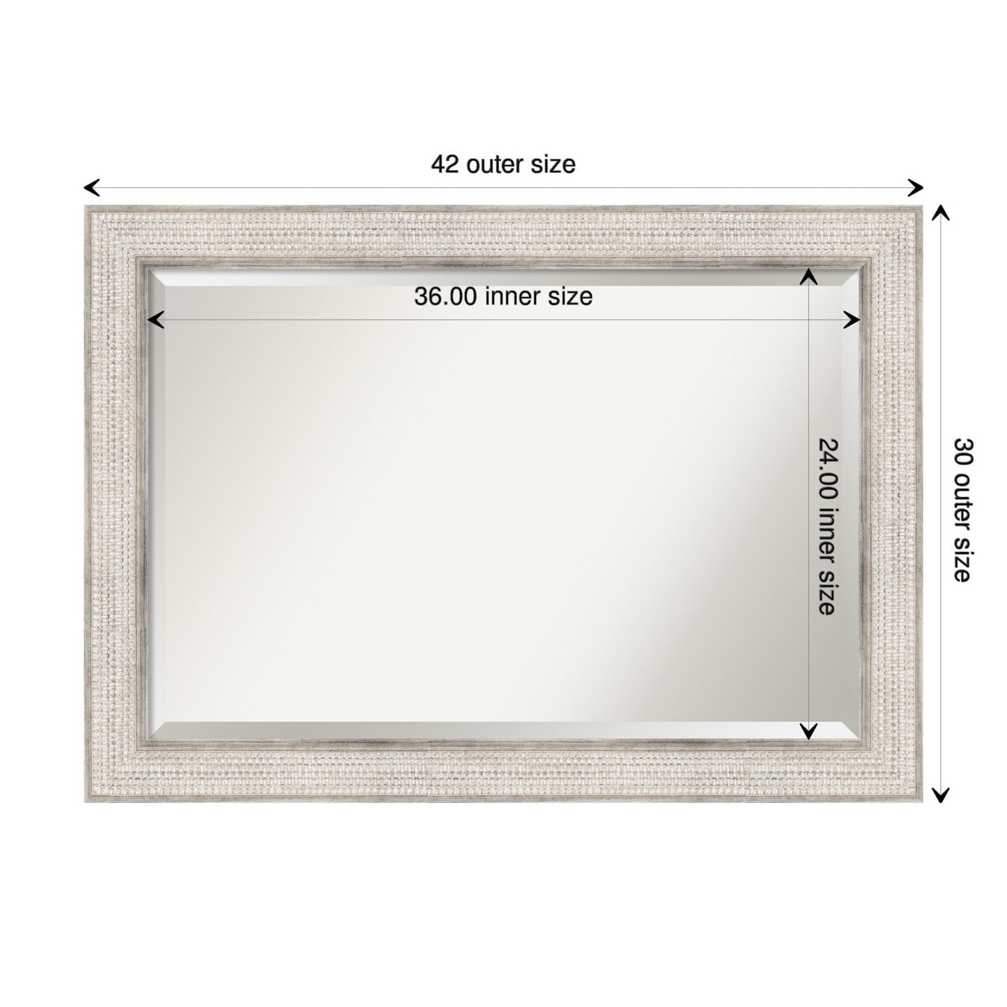 Miroir mural de salle de bain en bois biseauté - Cadre argenté Treillis - Argent Treillis