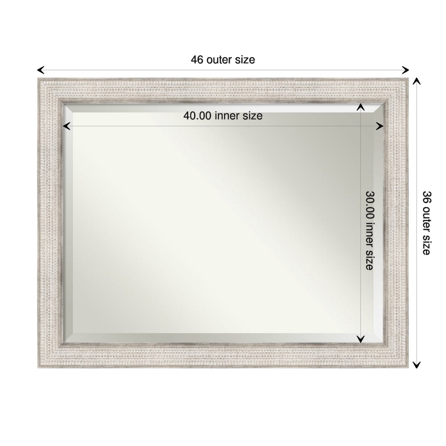 Miroir mural de salle de bain en bois biseauté - Cadre argenté Treillis - Argent Treillis